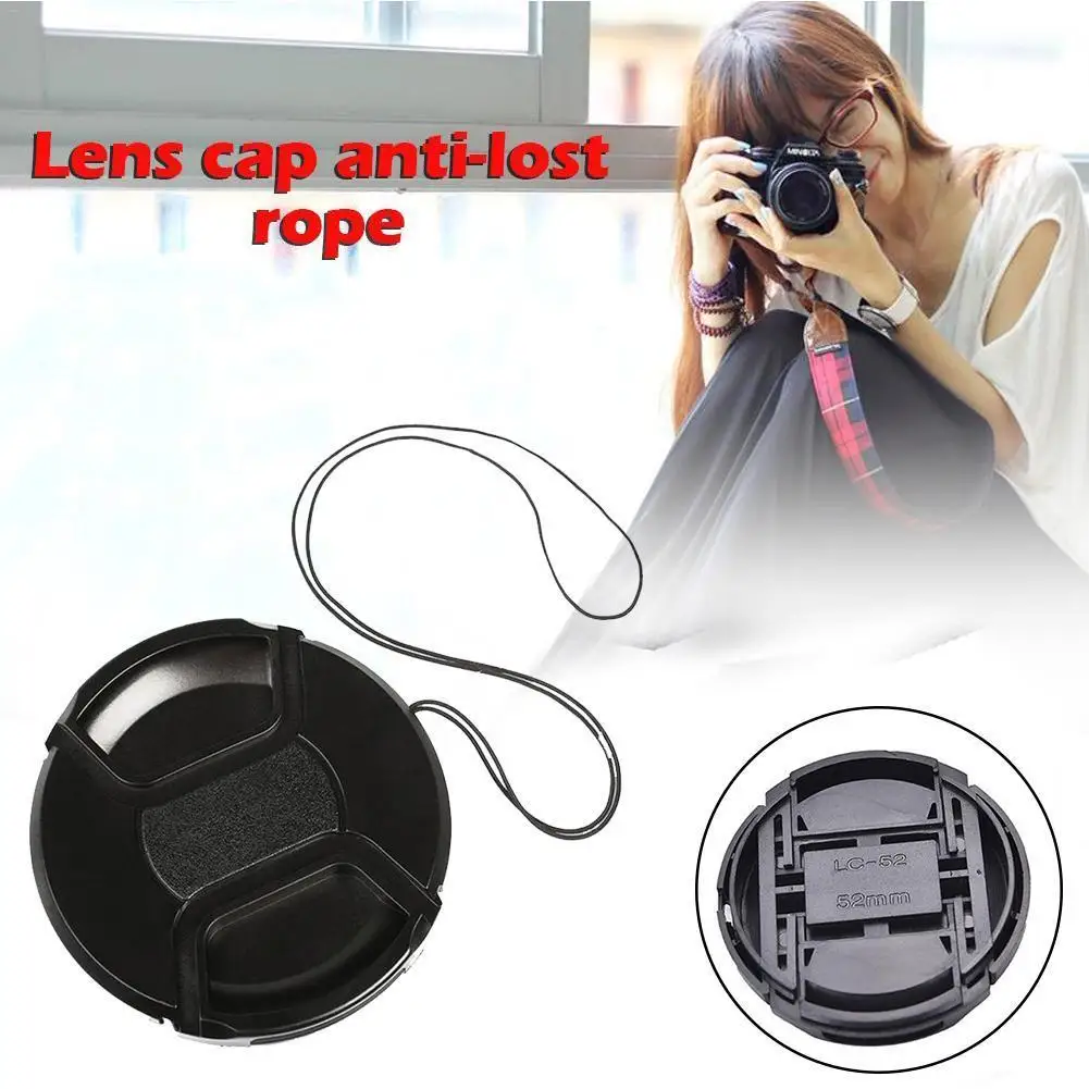 Camera Lens Cap Holder Lens No Words Cover 52mm For Canon DSLR Nikon Olympus With Anti-loss Rope Camera Accessories