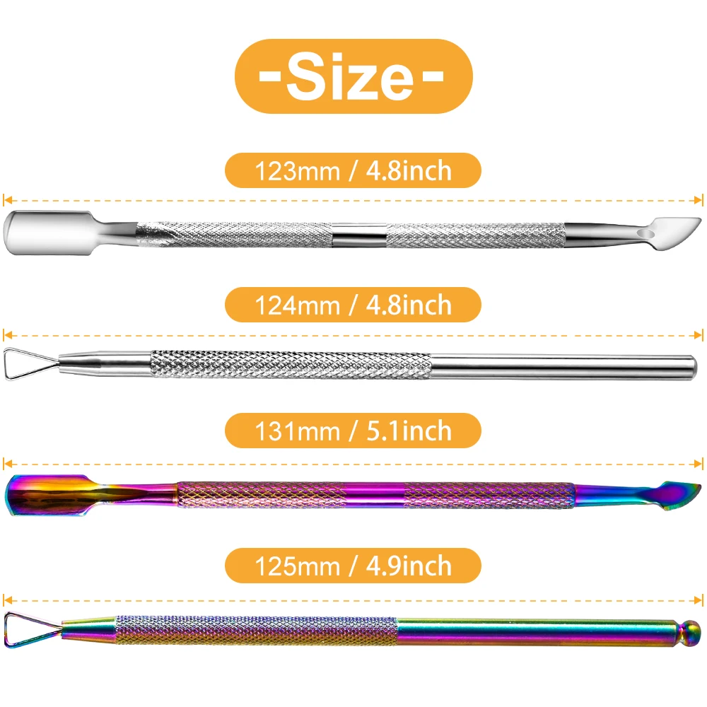 1 ชิ้น Double - Headed สแตนเลสสตีลเล็บ Cuticle Pusher เล็บ/Dead Skin Remover ทําความสะอาด Scraper Pedicure เล็บเครื่องมือดูแล