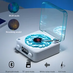 Retro Vinyl Record Player Shaped White Noise Bluetooth Speaker Sleep Aid  Turntable Speaker with Dynamic Water Ripple RGB Light