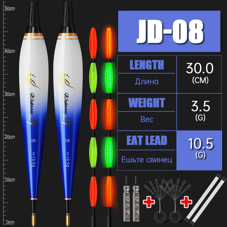 2026 Neu 2-teiliger LED-Nachtfisch-Schwimmer für Felsfischen, kurzer 3-Eck-Schwanz, 5,2 mm, auffällig, hochsensibel, Angelzubehör für den Außenbereich – Detail 9
