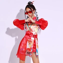Gogo Dance Costume Women Chinese Style Jazz Dance Outfits Bar Nightclub Dj Performance Suit Kpop Singer Stage Clothes BL12278