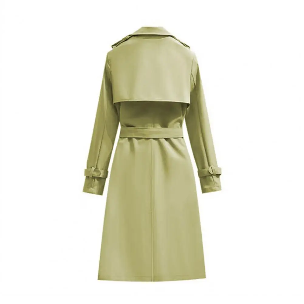 

Mid-Length Women's Coat Over-Knee British Style Windbreaker Long Sleeve Zipper Closure Casual Fashion Outerwear Coat