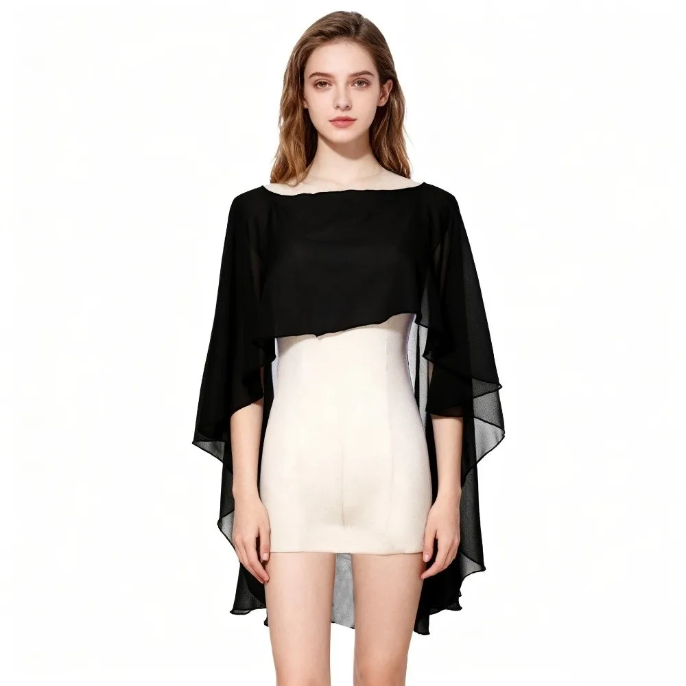 French Retro Loose Fit Chiffon Cover Up Elegant Cloak Chiffon Sunscreen Outerwear Transparent Bohemian Beach Poncho Beachwear