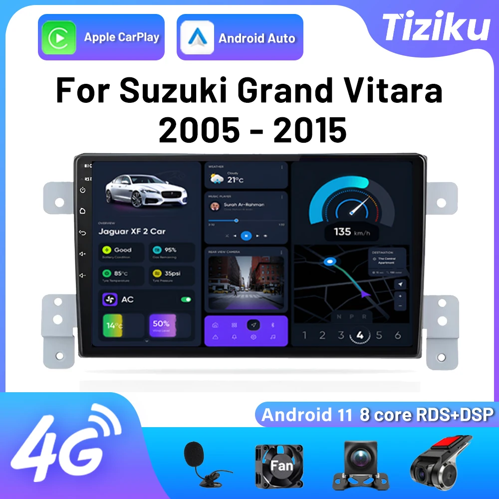 

Android 11 Carplay Car Radio For Suzuki Grand Vitara 3 2005-2015 Multimedia Player 2Din Navigation 4G WIFI GPS Stereo DVD Audio