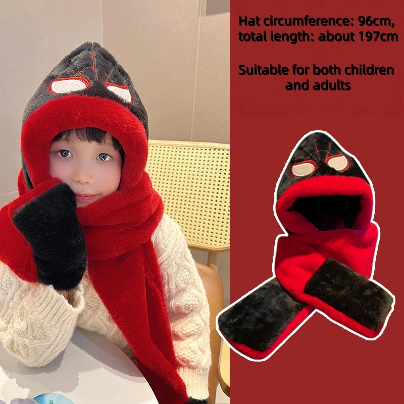 Disney Spider-Man bufanda sombrero guantes conjuntos lindo dibujos animados niño felpa protección contra el frío y retención de calor regalos de vacaciones