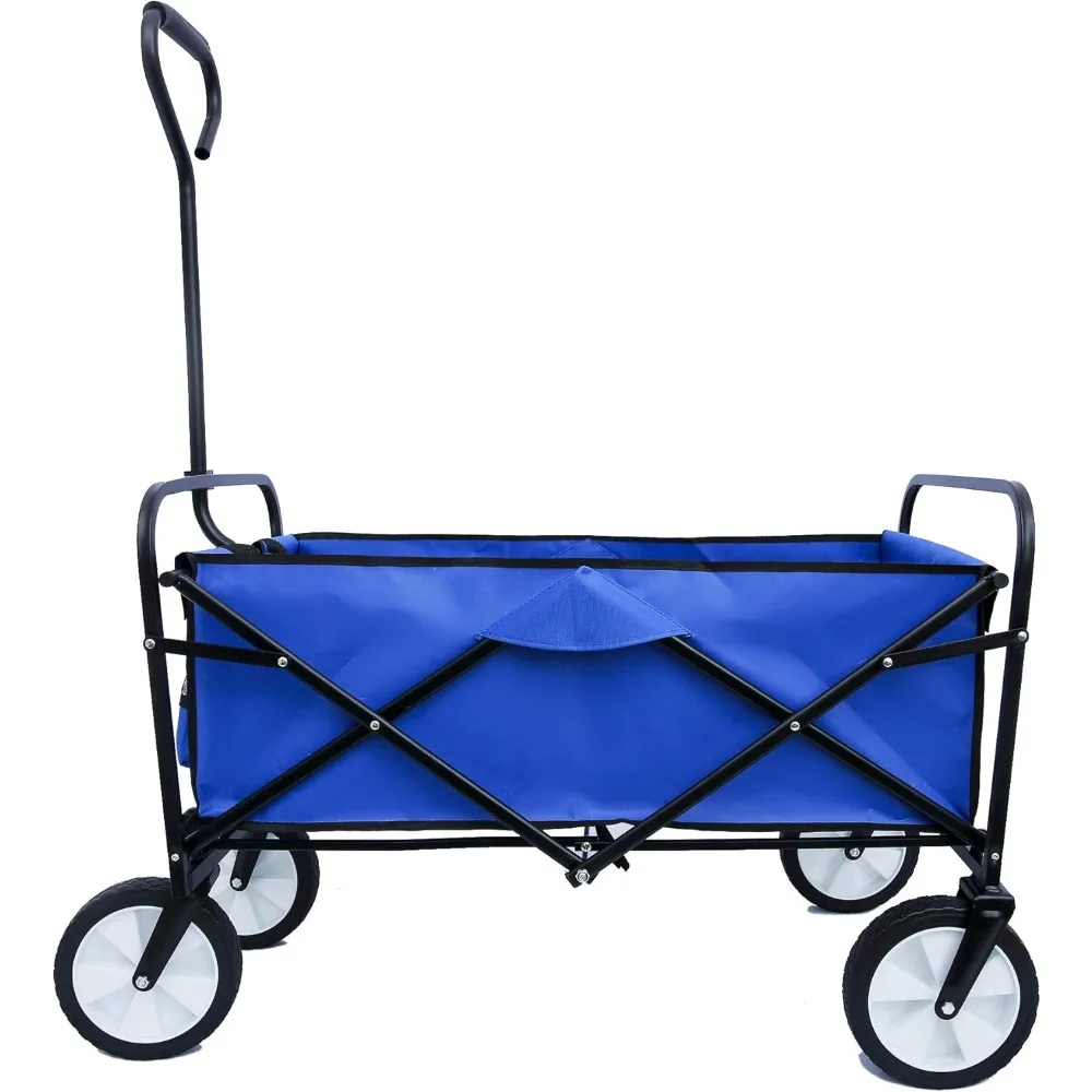 

outdoor beach carts wagon with big wheels,hands-free folding utility wagon for sand beach garden shopping camping fishing (blue)