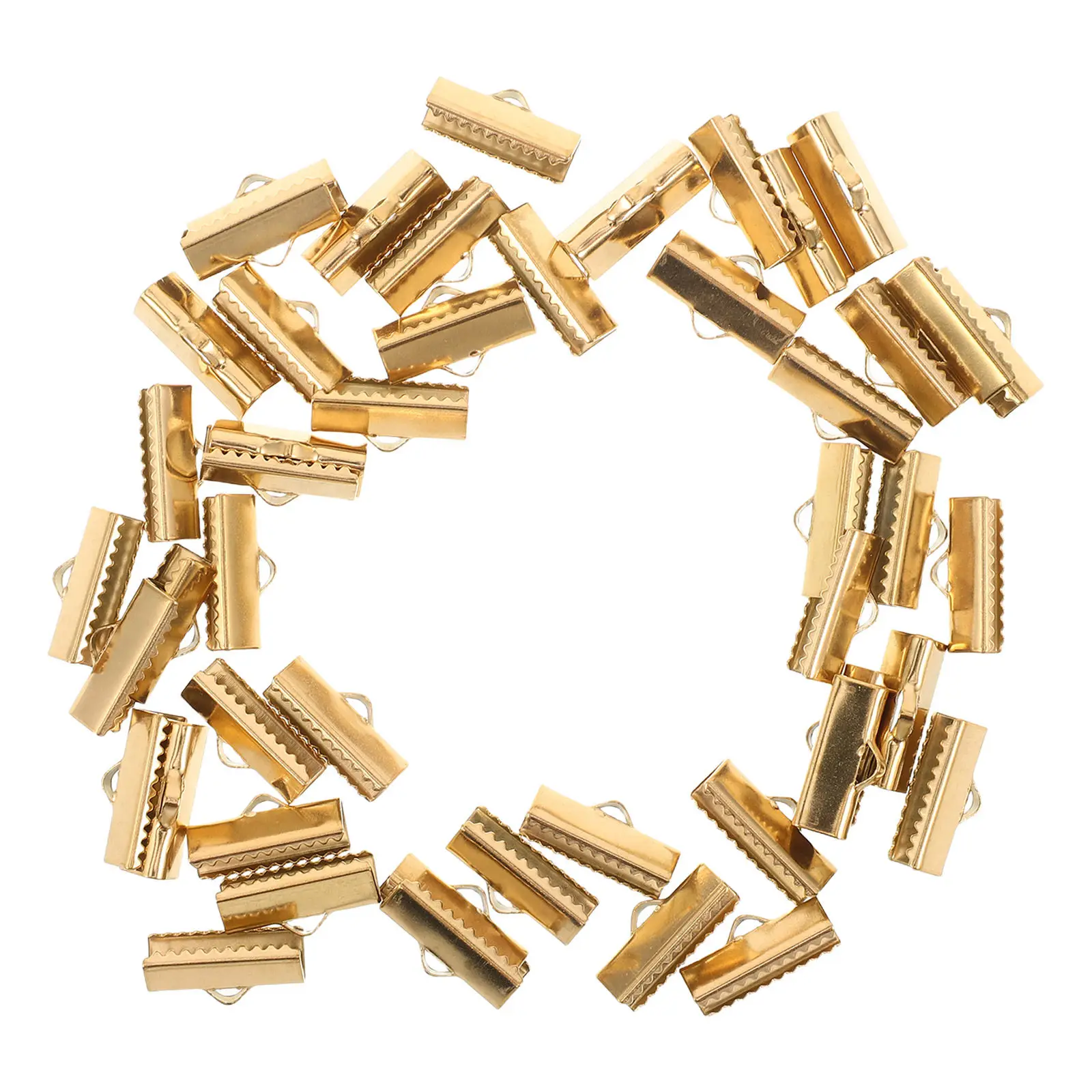 50 Piezas de Terminales de Acero Inoxidable para Cintas, Tapas de Crimpado de 8x16mm, Cierres Plegables para Cordones, Pulseras, Collares y Joyería