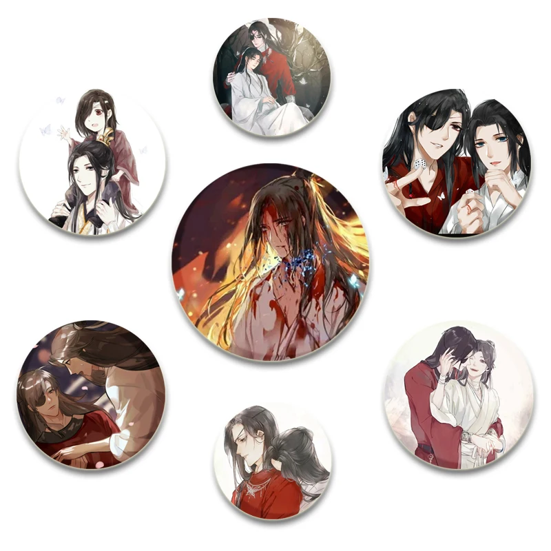 58MM Anime Tian Guan Ci Fu Brooches on Backpack Heaven Official’s Blessing Cartoon Badge XieLian HuaCheng Pin Jewelry Accessorie