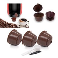 3Pcs Reusable Coffee Capsules Filter Cup Dispenser For Nescafe Dolce Gusto Refillable Coffee Capsules With Spoon Cleaning Brush