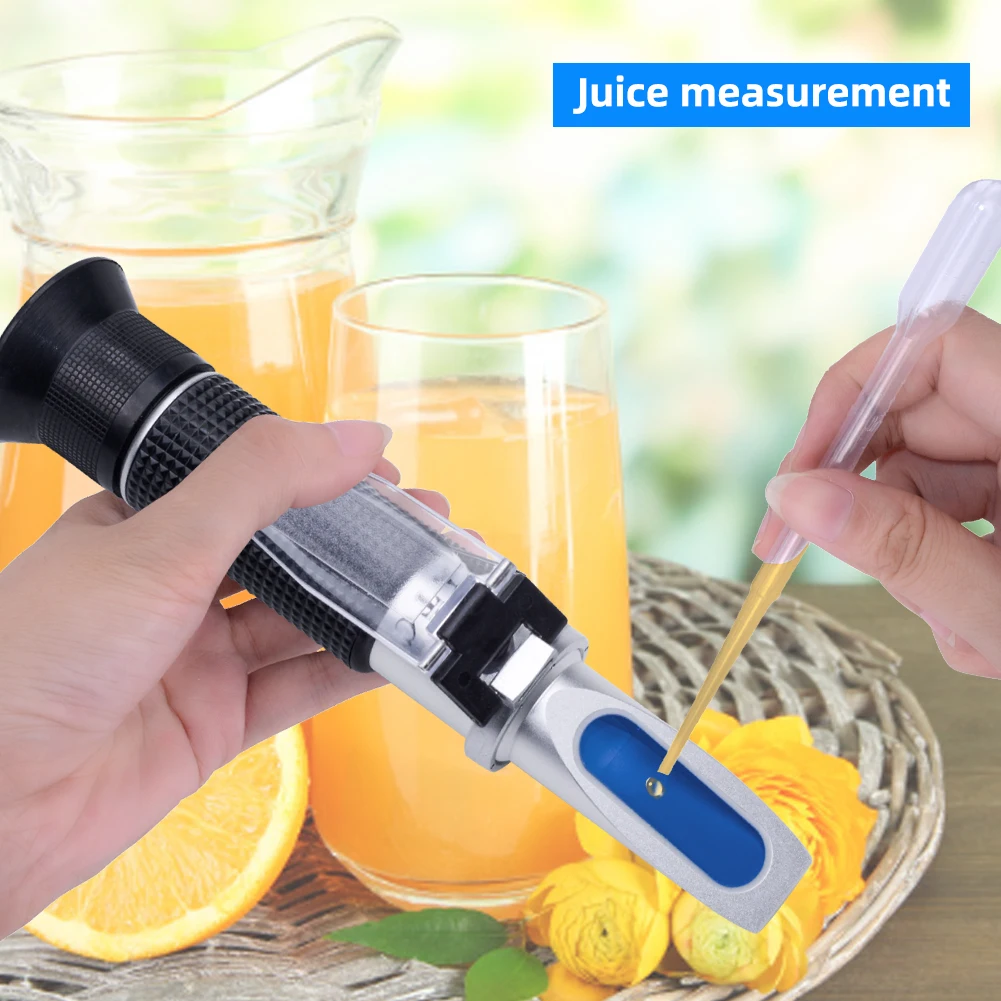 Yieryi 0-32% Brix Refractometer ATC Hand Held Fruit Juice Brix Sugar Beer Optical Test Meter with The Retail Box