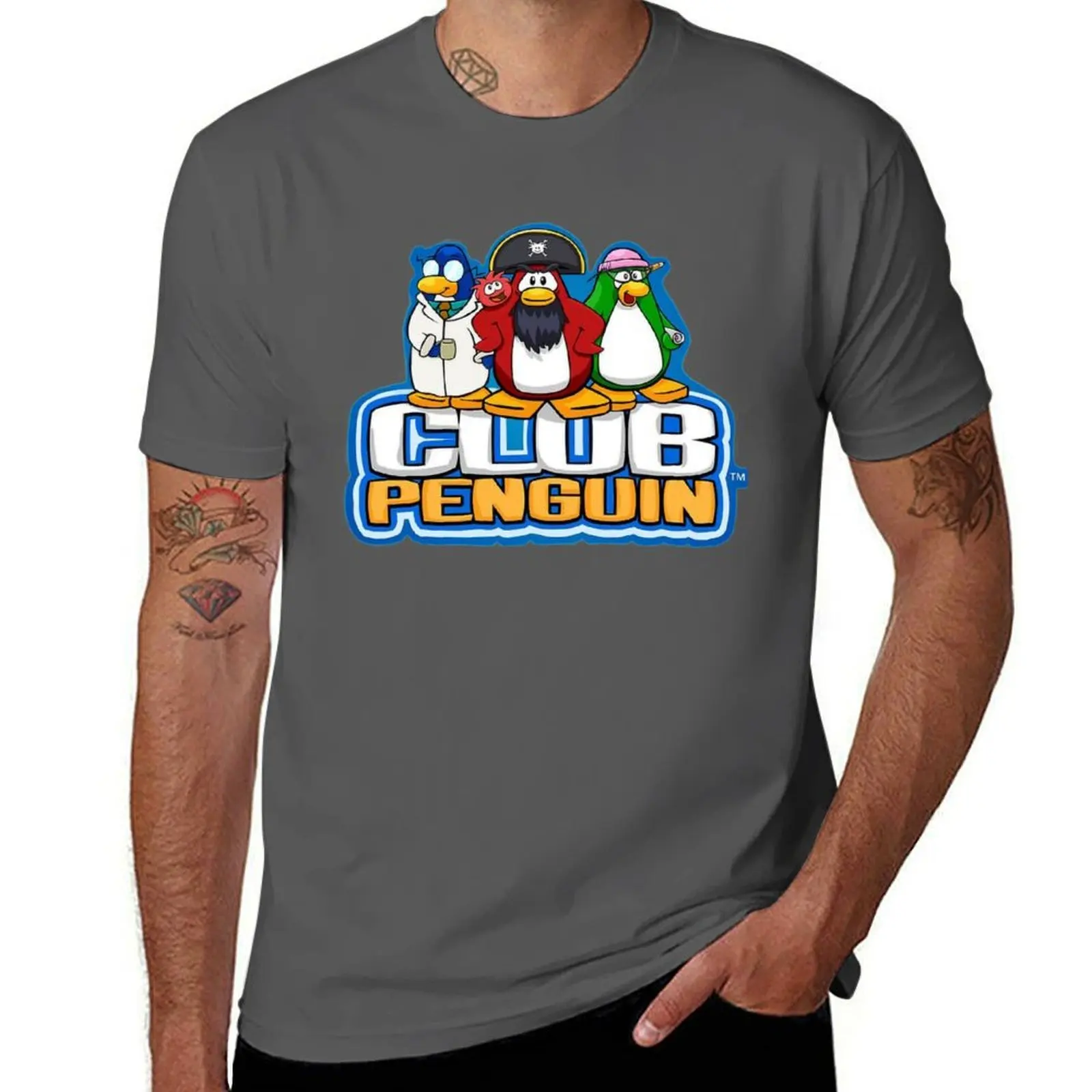 

Club Penguin Logo with Characters T-Shirt anime tshirt t shirts with prints T-Shirt