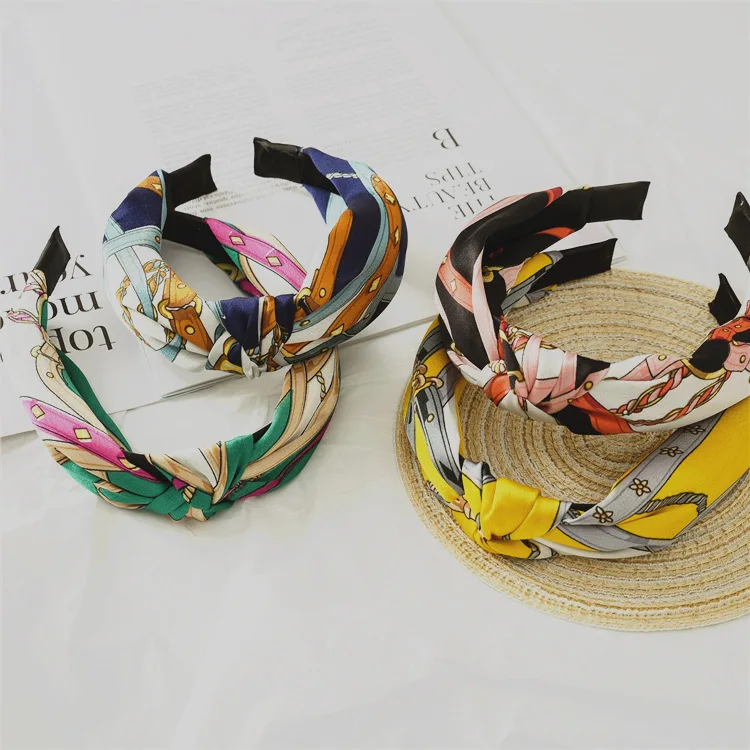 Korean hair band network celebrity 2023 new leaf printing retro French wide edge hoop wash face hairpin headwear girl