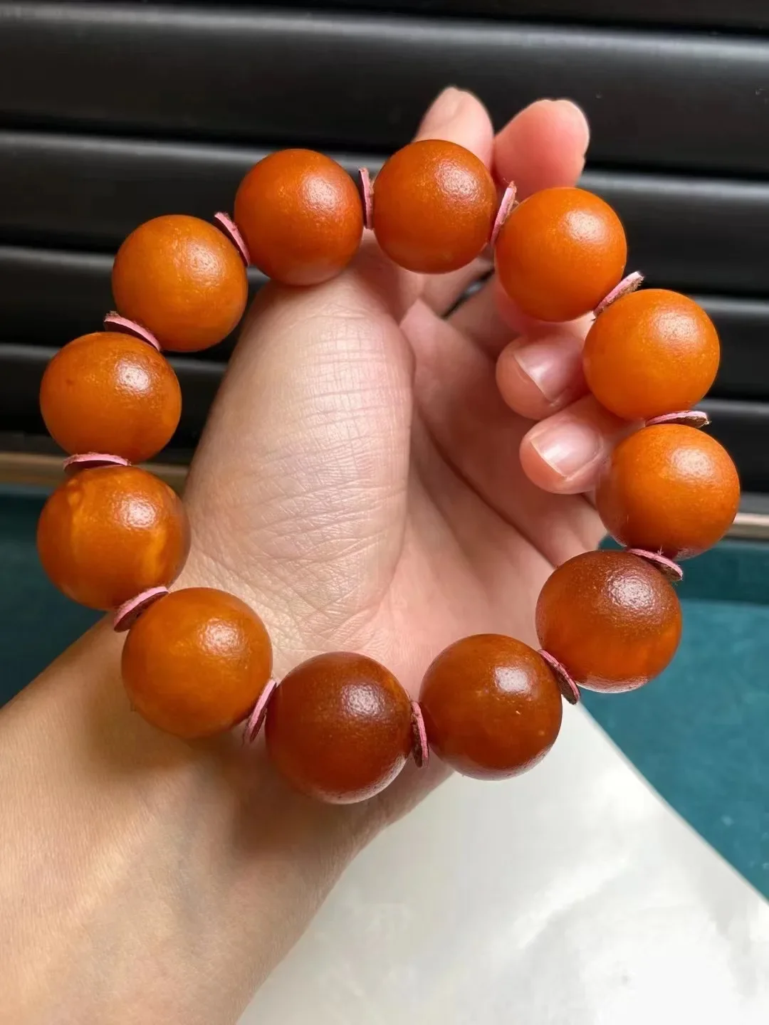 

New arrival natural stone yellow beeswax amber 42.1g bracelet smooth round beads loose fine jewelry making diy bracelets 18mm