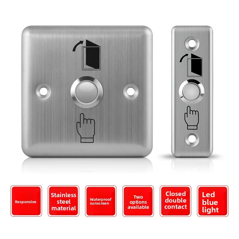 86 Type Stainless Steel Self Resetting Switch Power Panel Waterproof Concealed Access Control Switch With Night Led Indicator Li