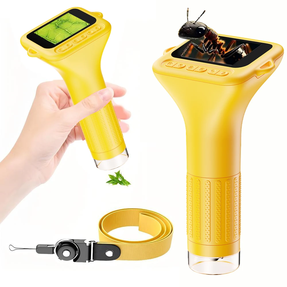 1000X مجهر محمول للأطفال 2.0 "شاشة قابلة للشحن المحمولة الجيب المجاهر الرقمية ايدو هدية للأطفال الذين تتراوح أعمارهم بين 4-12