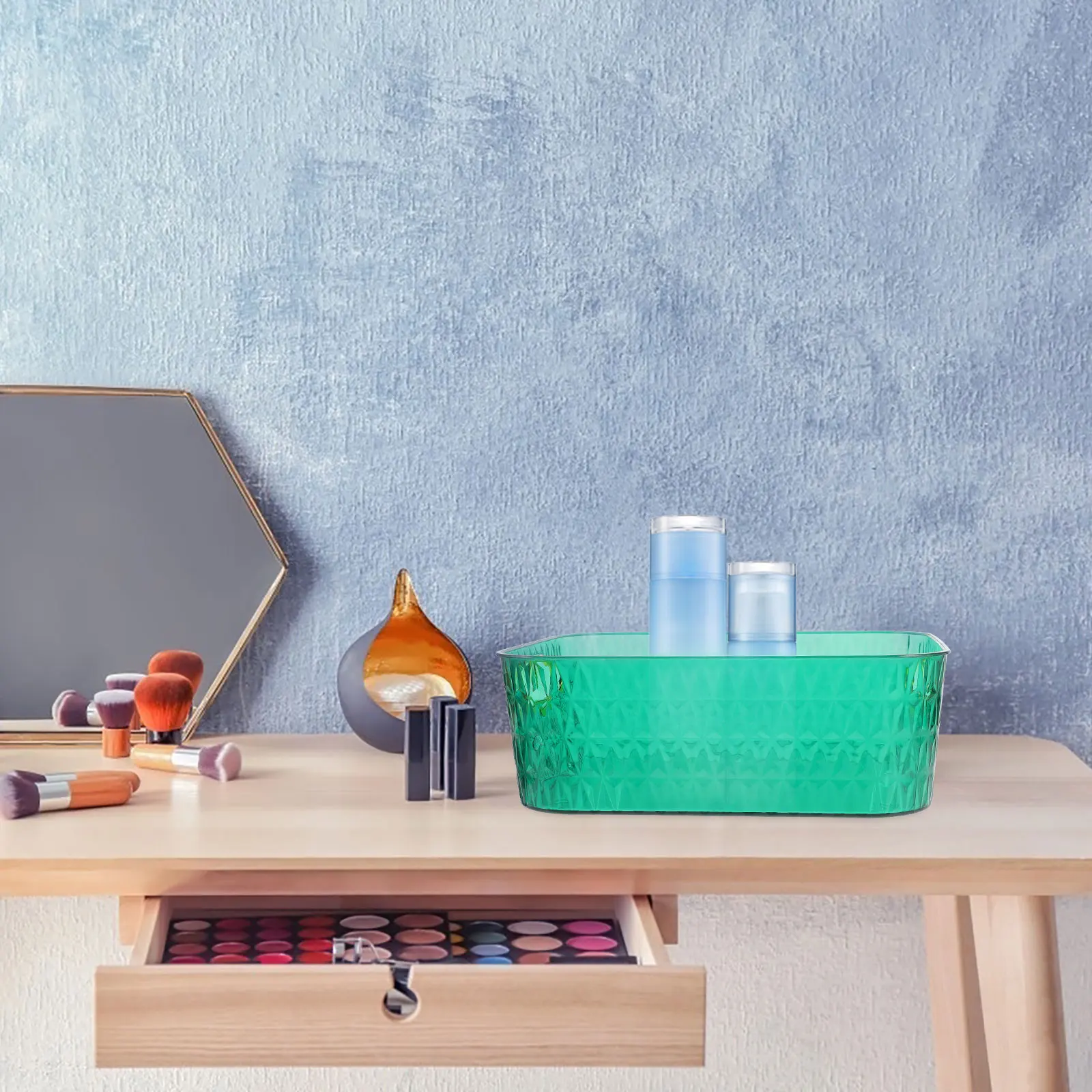 

Storage Box Spacious Transparent Material Bathroom Tray Vanity ganizer Kitchen Countertop Holder Multiuse
