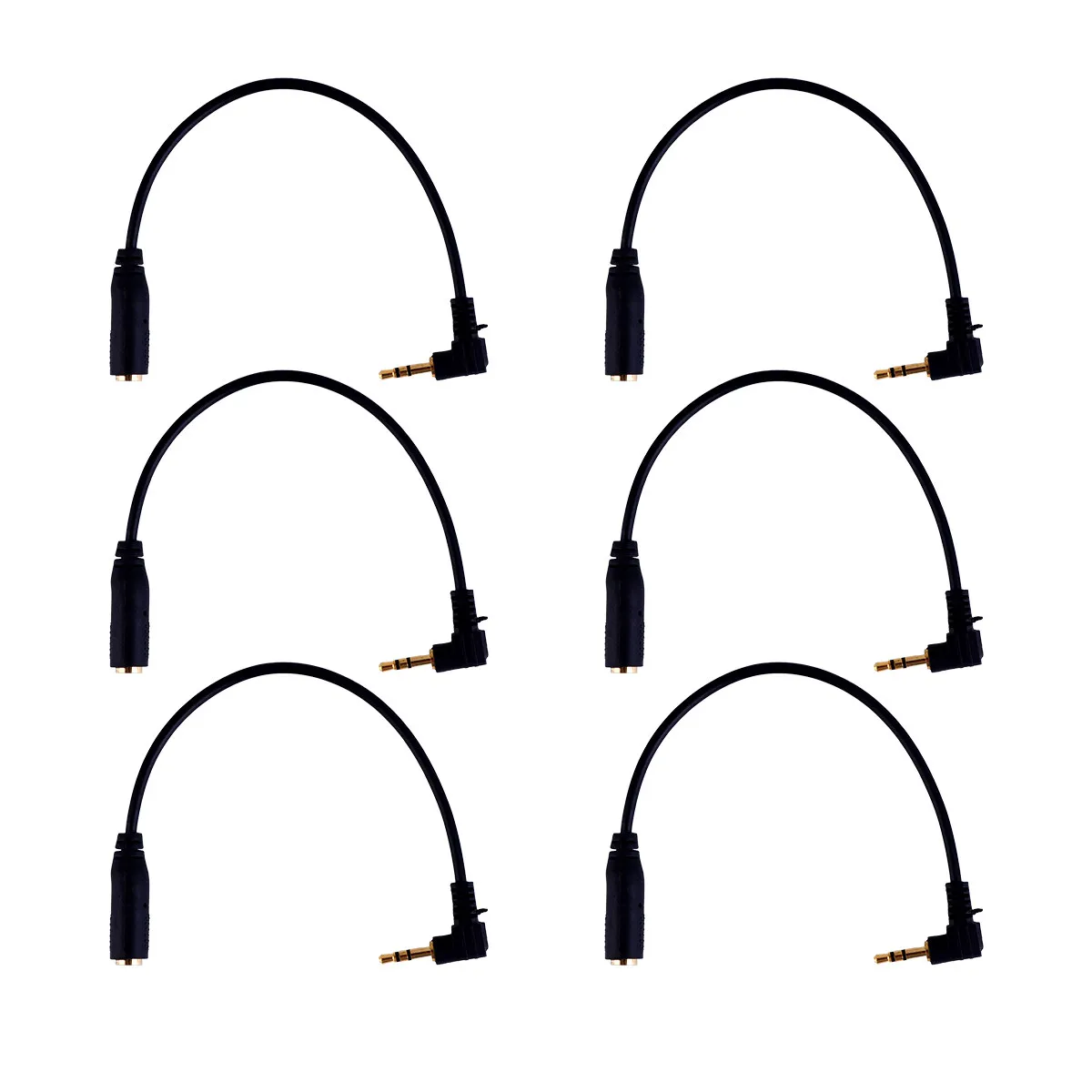 6Pcs 2.5mm Male to 3.5mm Female Audio Extension Cable Emi Rfi Shielded Fully Molded Connectors for Headphones Earphones Speakers