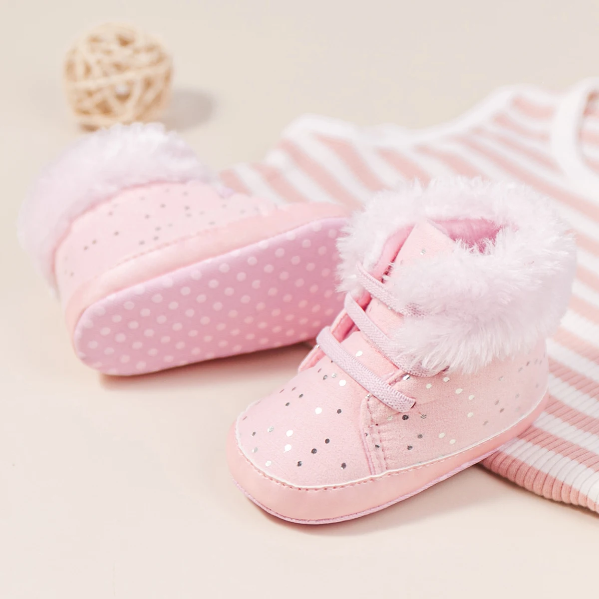 ฤดูหนาวเด็กใหม่ Booties รองเท้า Fluff อุ่นทารกแรกเกิดแฟลชเด็กทารกสาวรองเท้ารองเท้า First Walkers ทารกรองเท้าเปล