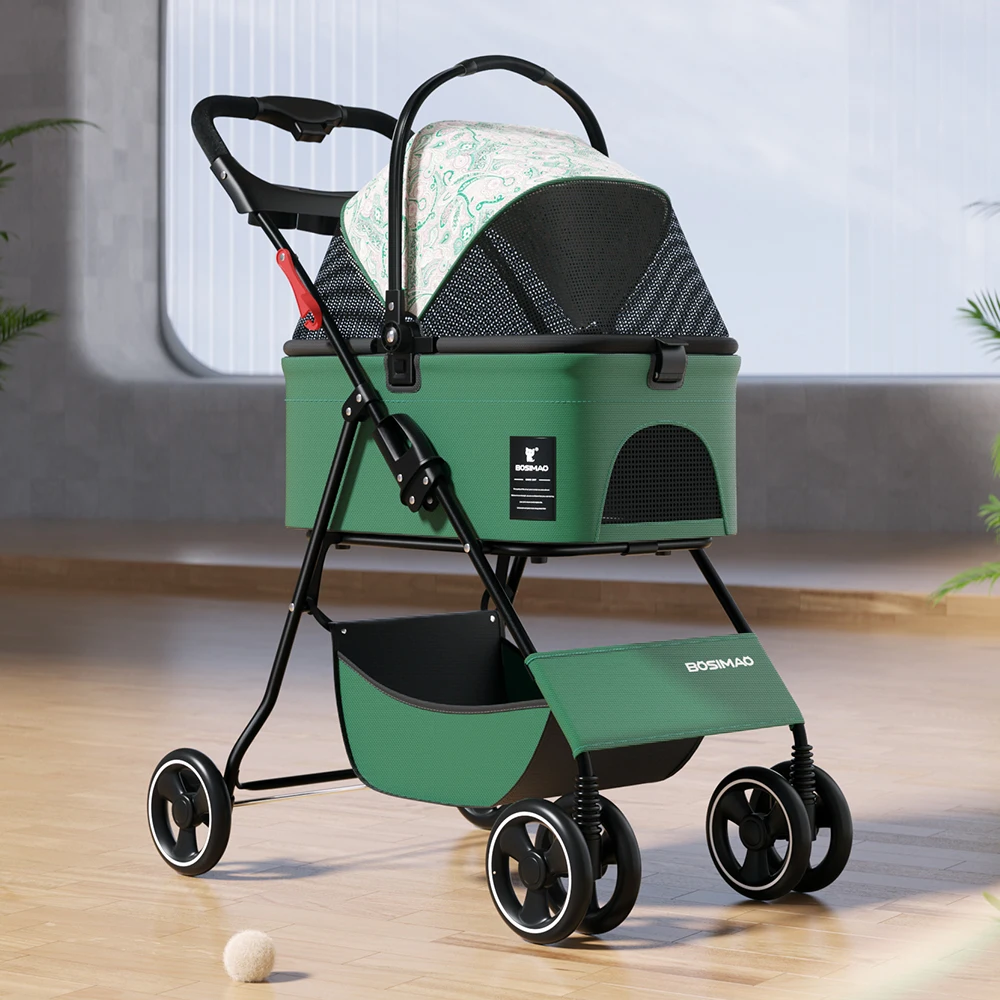 2 in 1 Portable Cart for Small Dogs One-Click Folding Clip-Type Stroller with Basket Pet Carriers & Travel Product