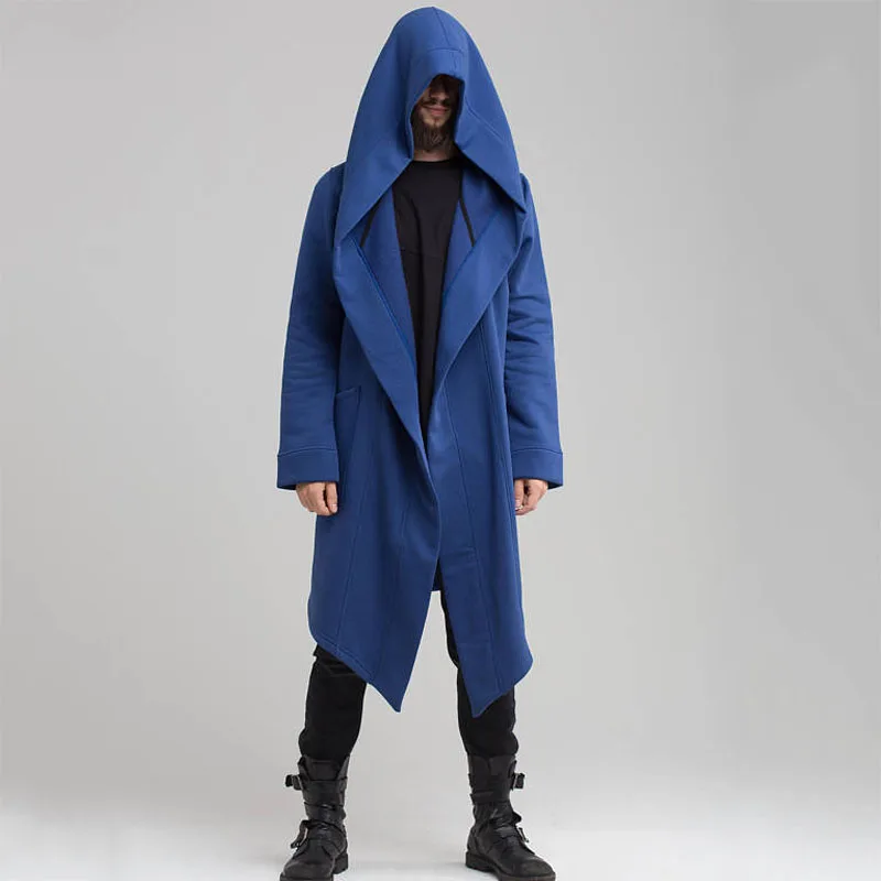 

Unisex Men Women Long Cloak Cape Coat Female Male Casual Open Stitch Hooded Solid Pocket Loose Long Clock Coat Outwear Hot Sale