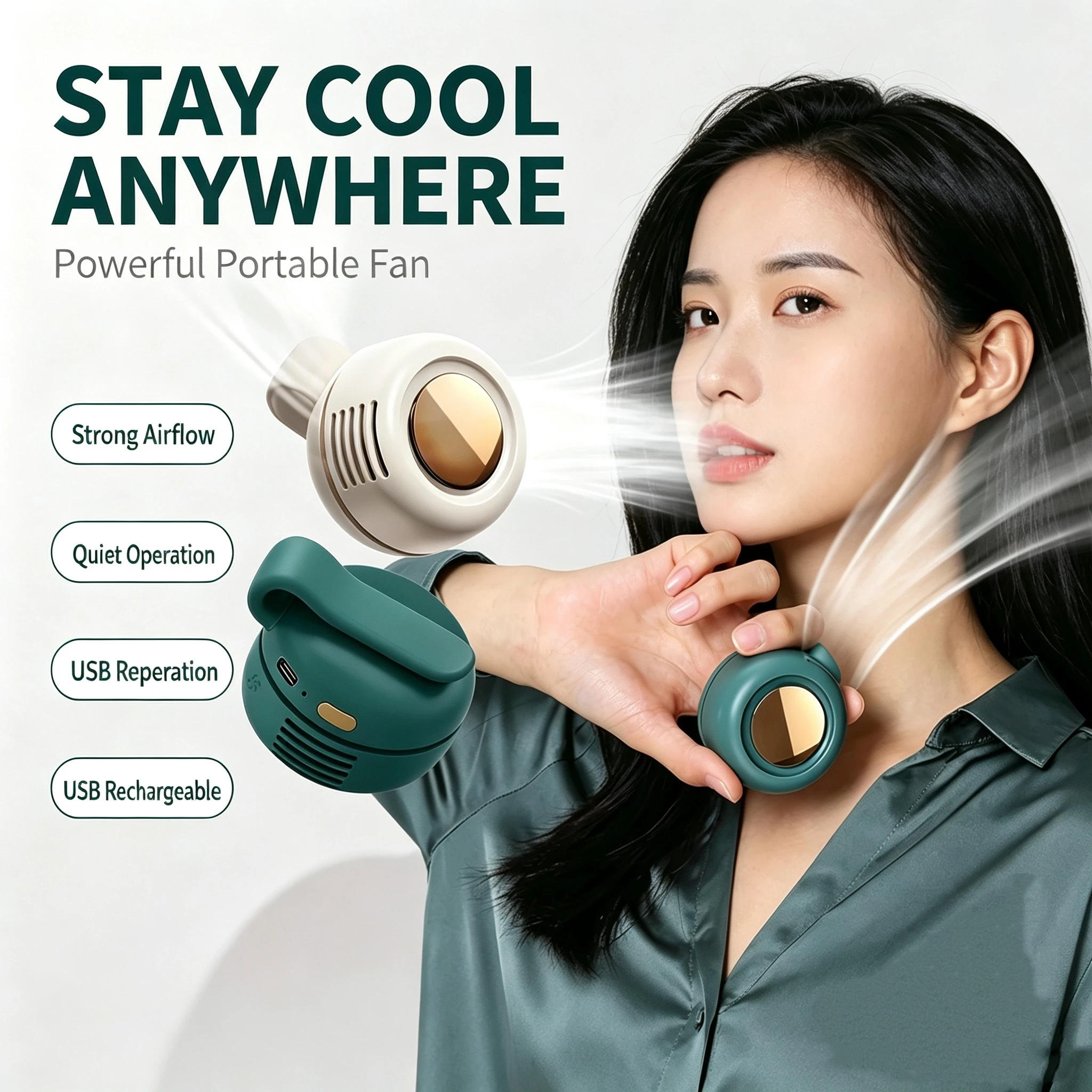 Whirlwind Leafless Mini Fan With Portable Button Design USB Charging Portable Mini Fan For Home And Outdoor Travel