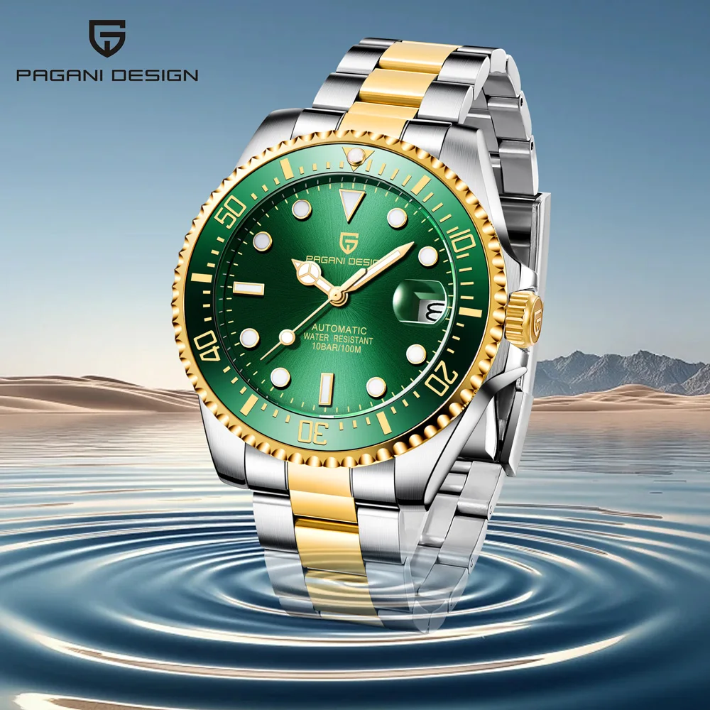 

PAGANI DESIGN1639 gold and Silver watch luxury retro automatic mechanical watch men's Sapphire glass stainless Steel Men's watch