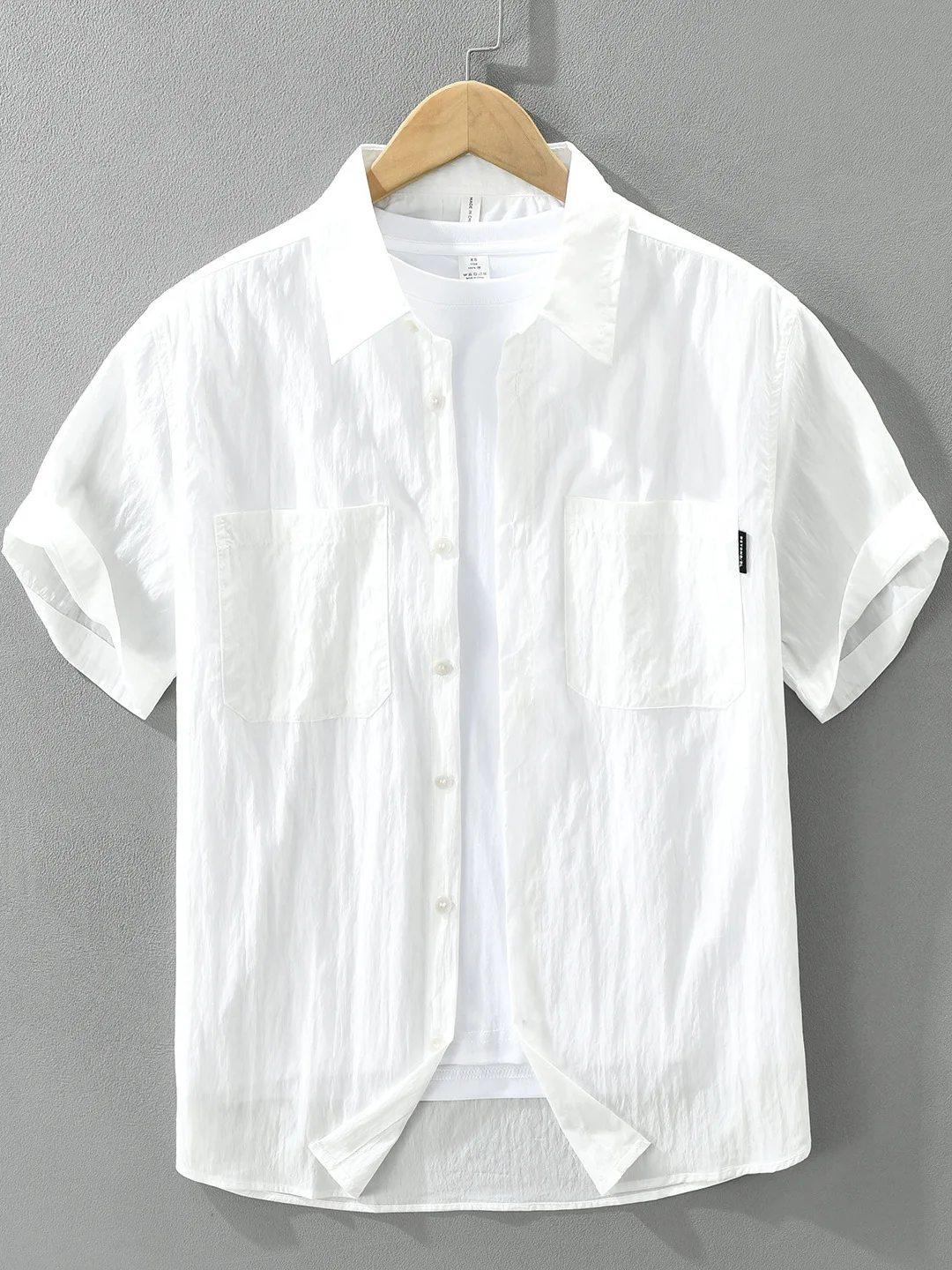 

Men's Short Sleeve Shirt Summer Thin Breathable Lyocell Blend Casual Basic Style Versatile Pure Color Cotton Casual Shirt