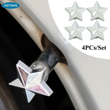 AQTQAQ 4 Teile/satz Reifen Vorbau Ventilkappen Universal Pentagramm Geformt Rad Reifen Luftventil Vorbau Kappen Staub Abdeckungen