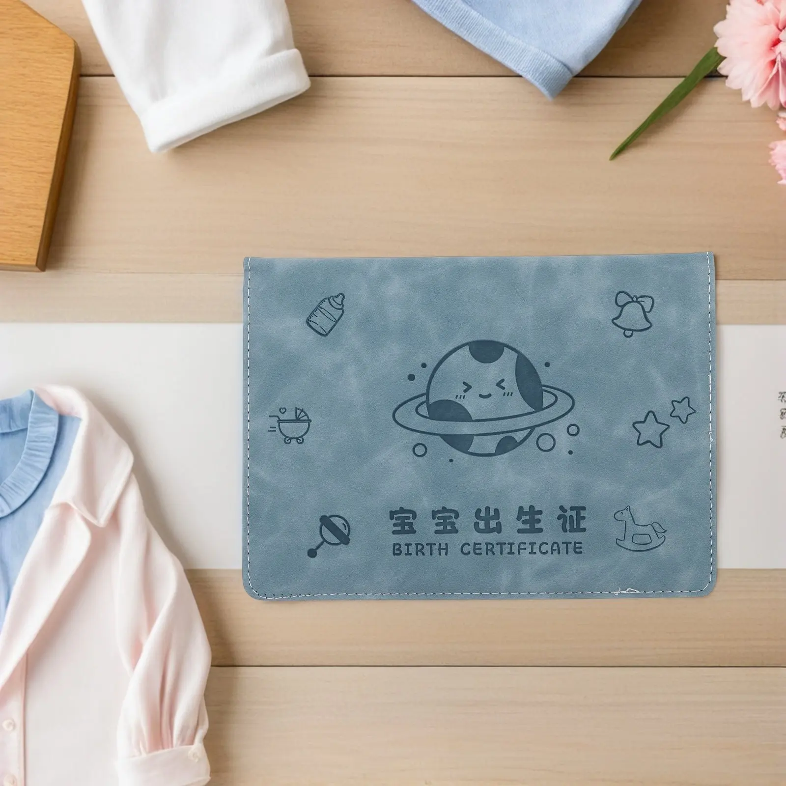

Baby Birth Certificate Protector Sleeve Waterproof Leatherette Document Storage Organizer for Newborn Certificate Keepsake