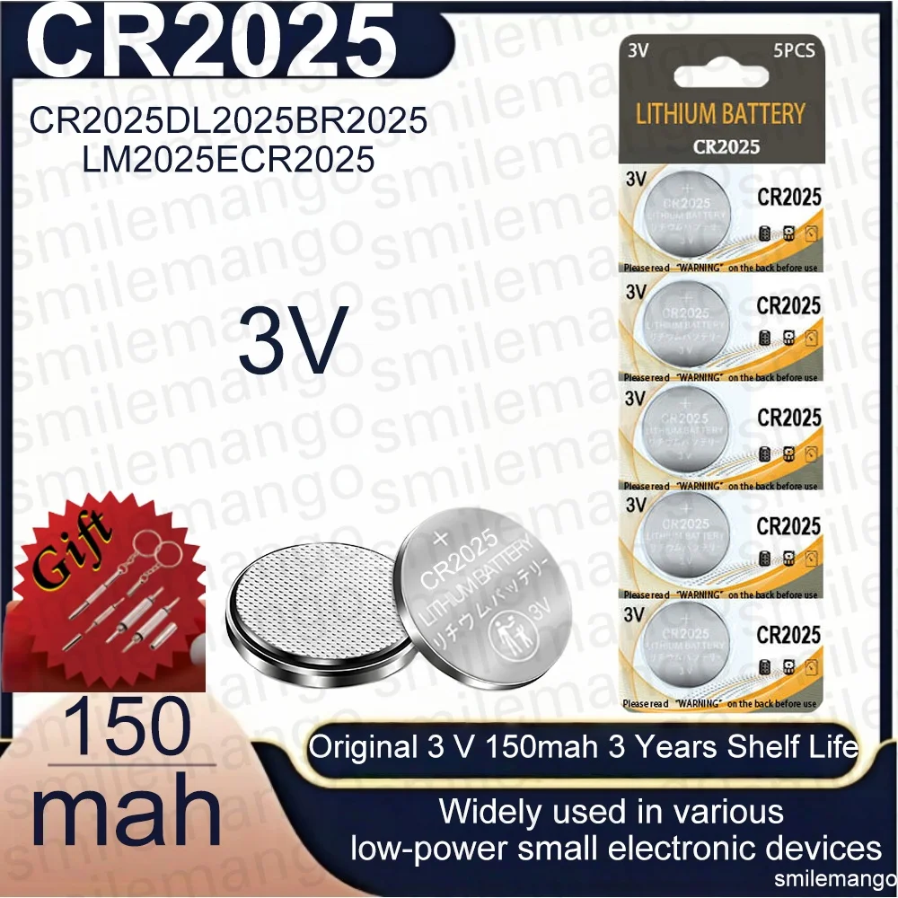 5-60PCS CR2025 Coin Cells Batteries 150mAh CR 2025 DL2025 BR2025 LM2025 ECR2025 3V Lithium Button Battery For Watch Remote Key