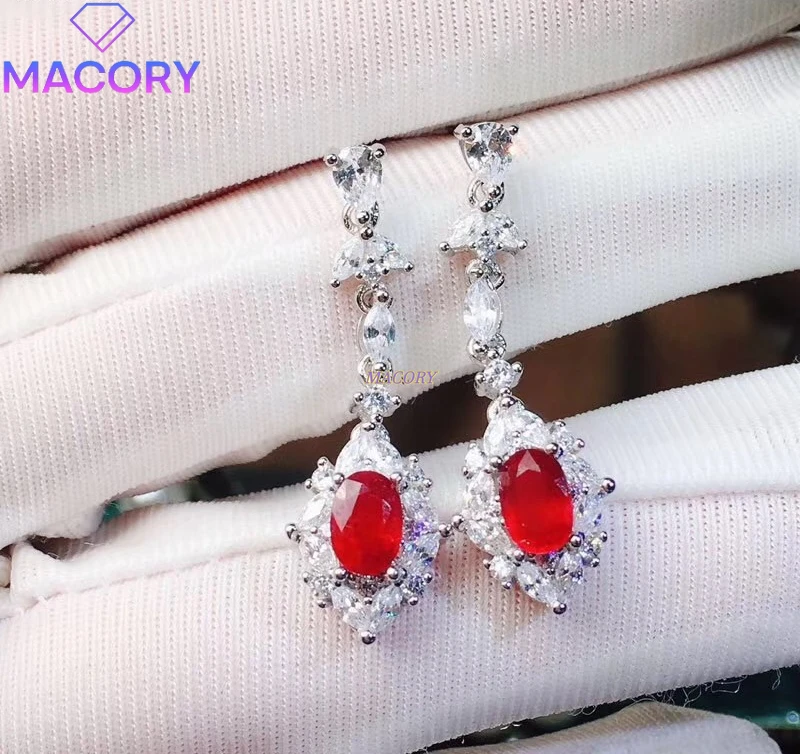 

925 sterling silver ruby earrings, authenticity with certificate, new jewelry, holiday gifts, boutique fashion
