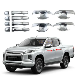 New Car ABS Chrome Accessories Plated Door Handle Bowl Cover Trim Paste Style For Mitsubishi Triton L200 2019 2020 2021 2022