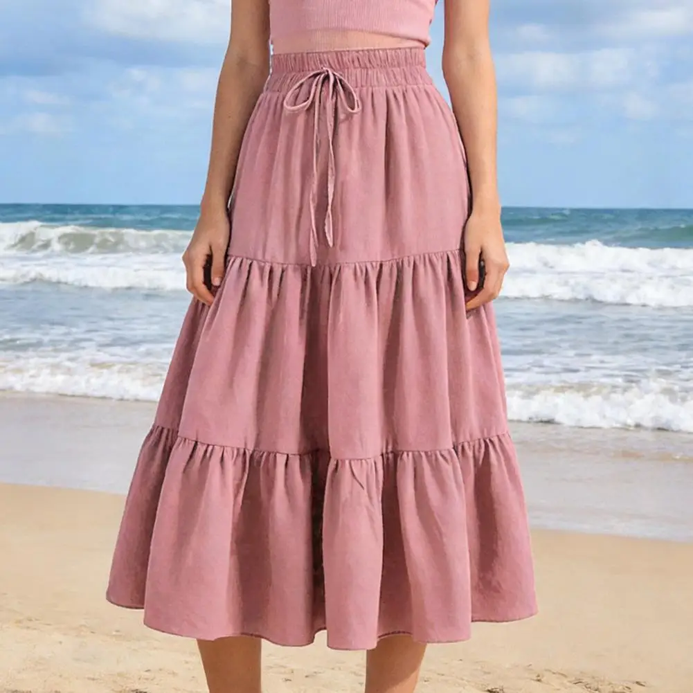 

Женская многоярусная юбка-макси А-силуэта с высокой талией, плиссированная длинная юбка, пляжная юбка в стиле бохо, модная повседневная элегантная юбка для вечеринок, 80%