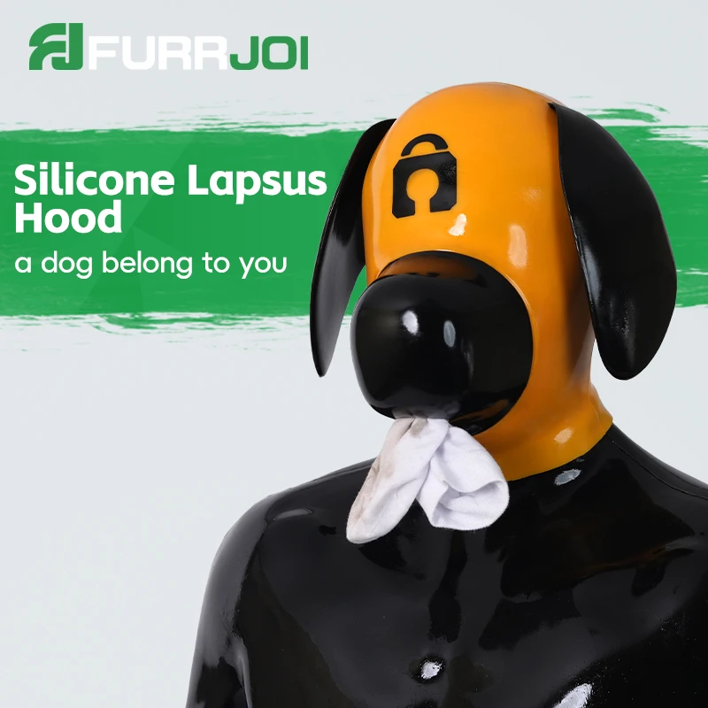 

Furrjoi силиконовый капюшон для собаки лапсу для костюмов для косплея, латексный пушистый фетиш, маска на всю голову, головной убор для игр с домашними животными, костюм для игр с собакой