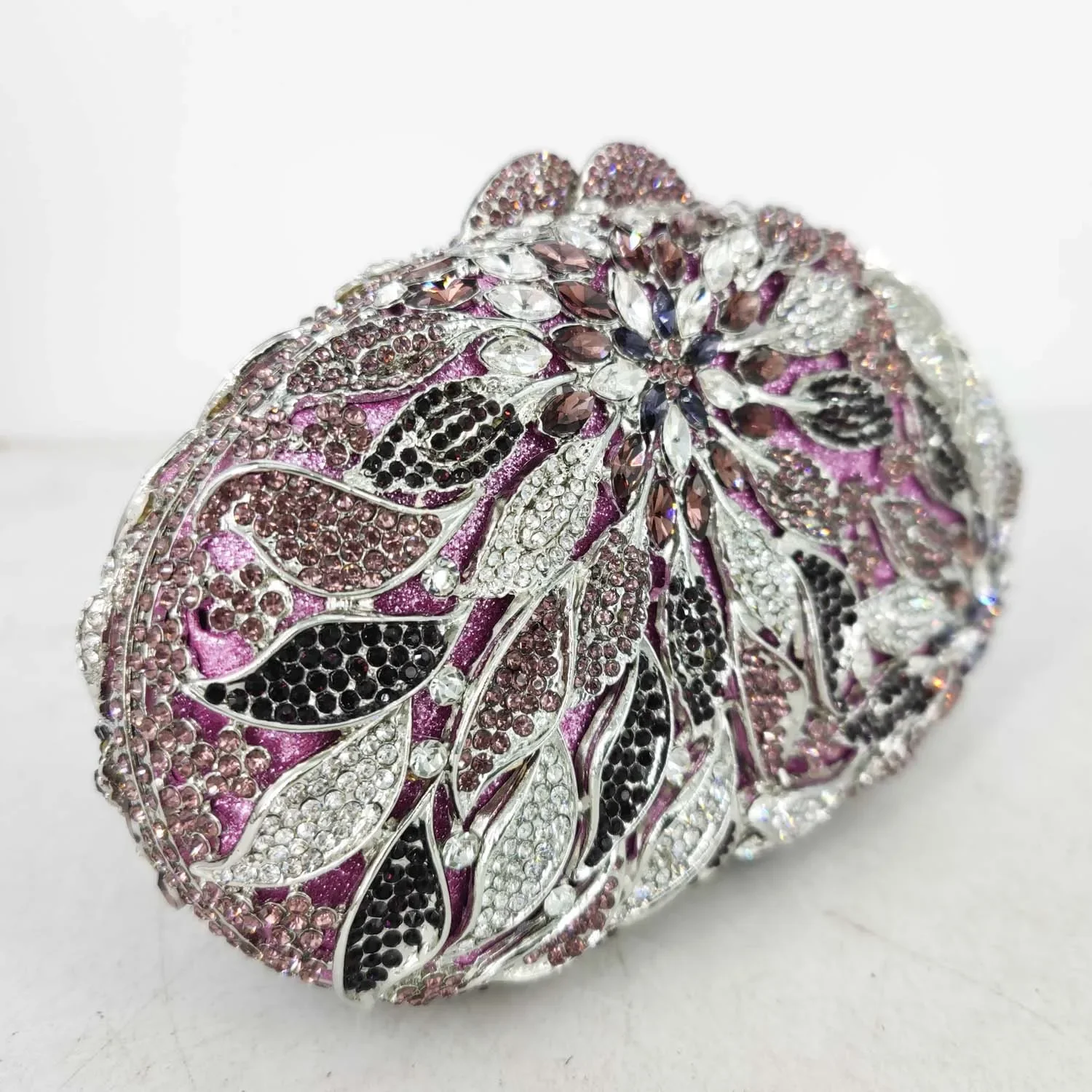 Boutique De FGG (in stock) Women Flower Evening Bags Bridal Wedding Rhinestone Floral Handbags and Purses Formal Party Clutch