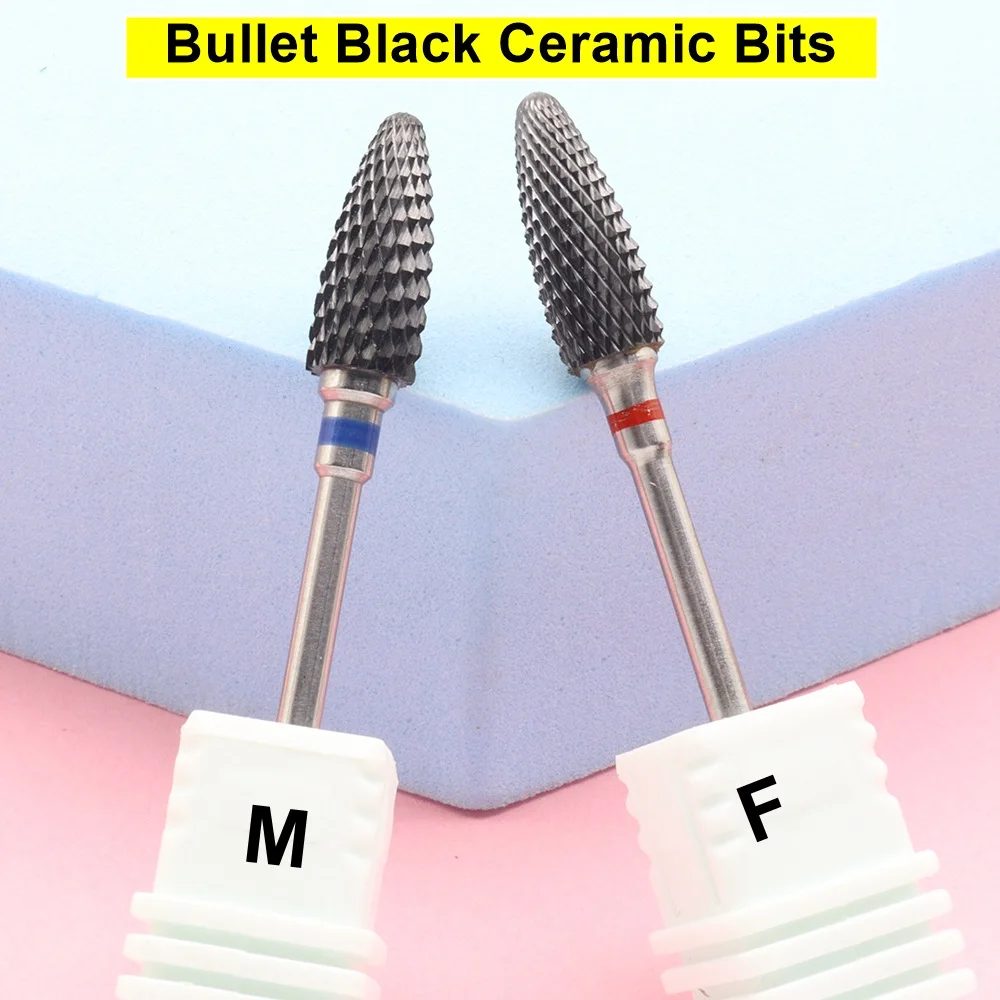 1/2pcs High-End Black Ceramic Nail Drill Bits Set - Quick Gel Removal for All Nail Types