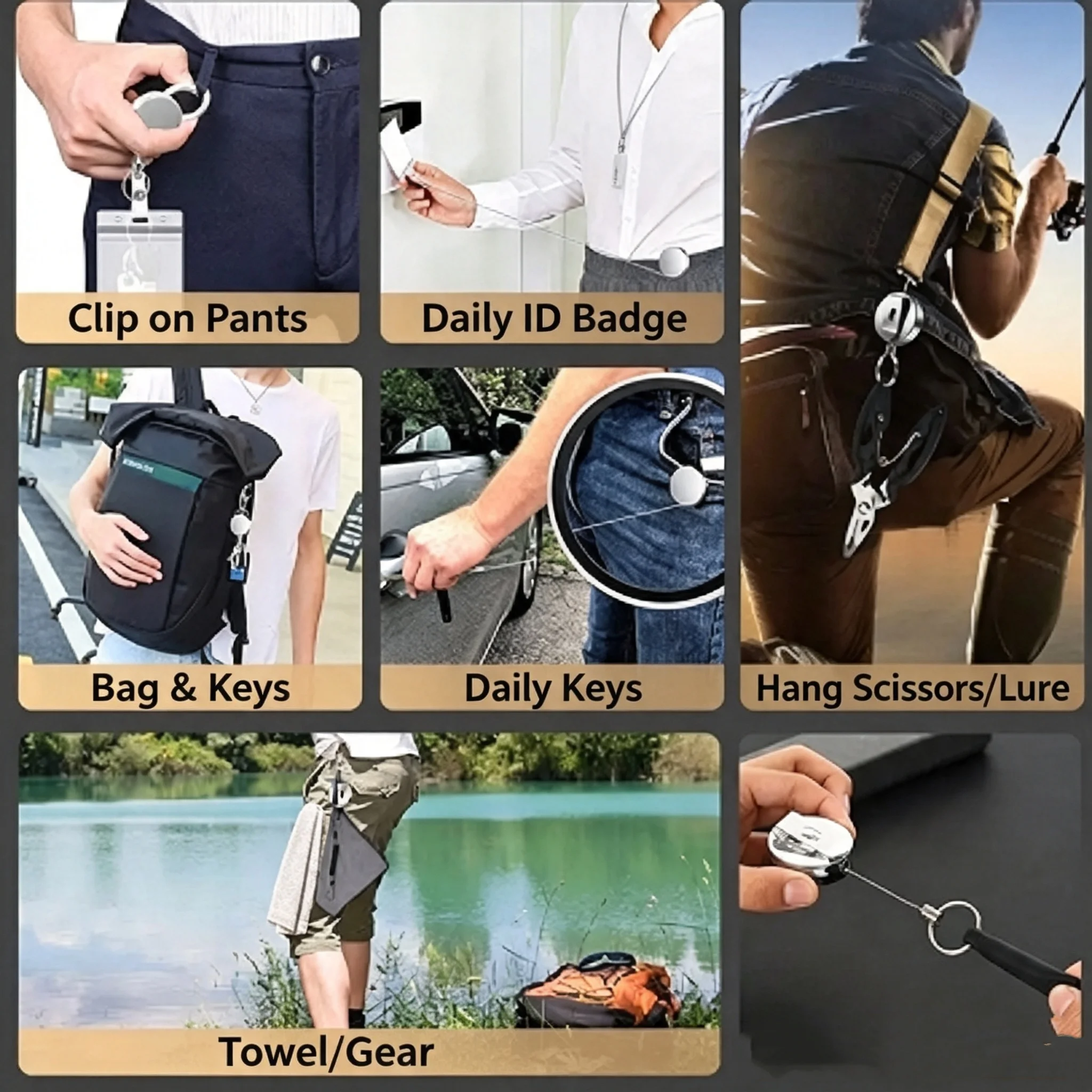 4cm All Metal Steel Wire Nylon Easy Pull Keychain, Easy To Pull, Anti-theft and Anti Loss Retractable Keychain