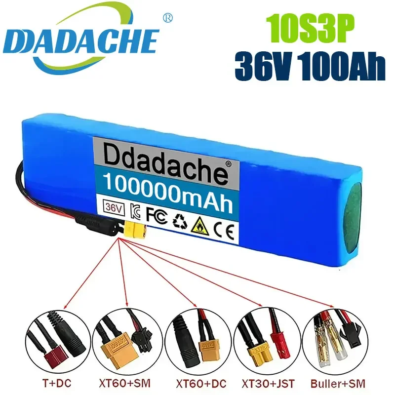 

Ddadache 36V 100ah 18650 Lithium Battery 10s3p 100000mah 1000w 42V Electric Scooter Power Battery with Battery Pack