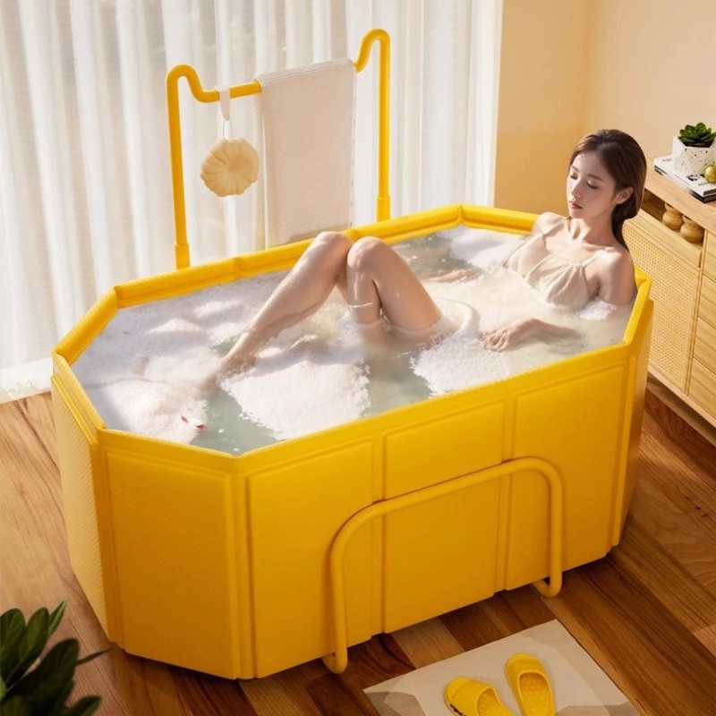 

Adult bath bucket Large capacity foldable storage bracket Bathtub foot bath bucket Double bath bucket body