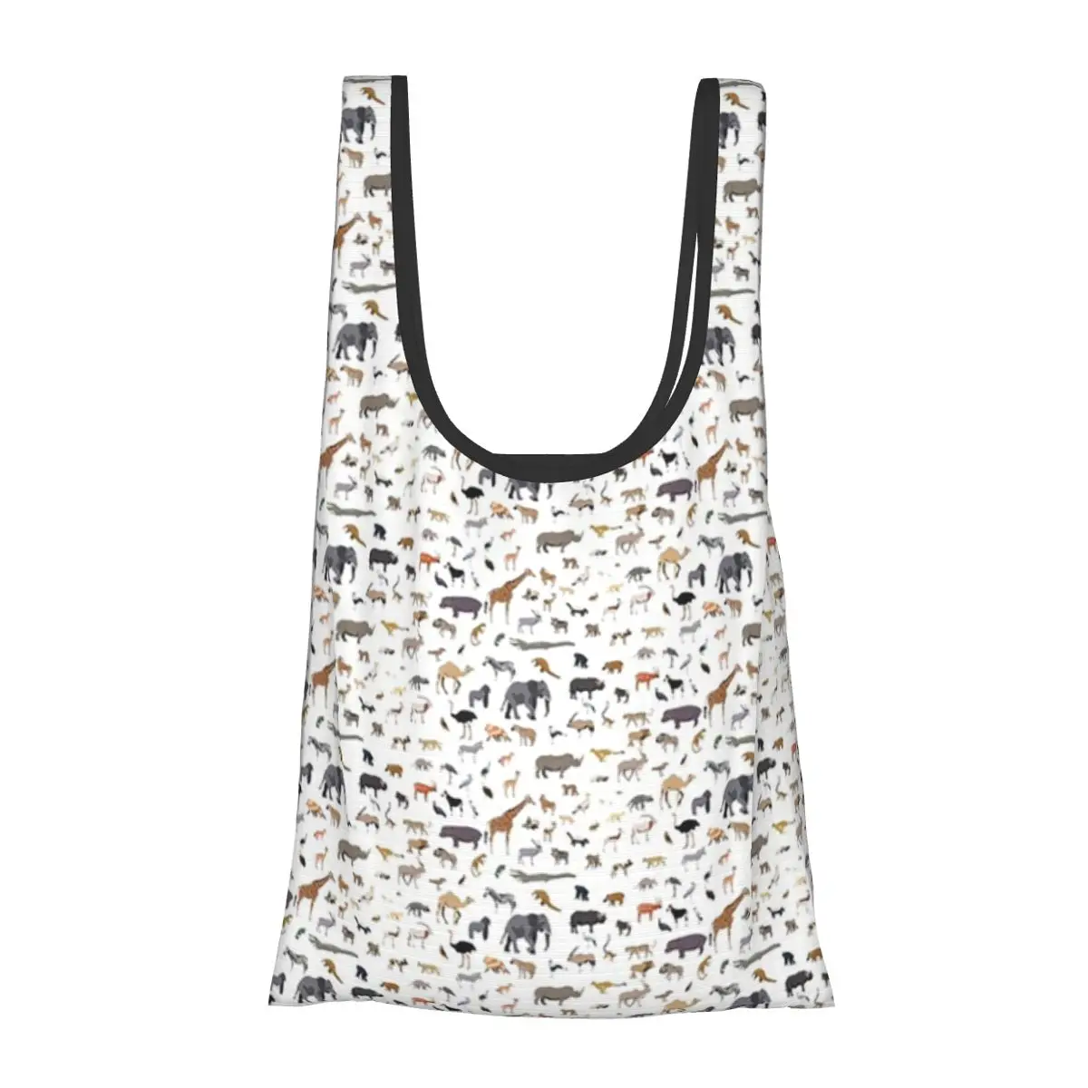 

African Animal Pattern Portable Tote Shopping Bags Large Capacity Shopper Bag Grocery Handbag Shoulder Bag