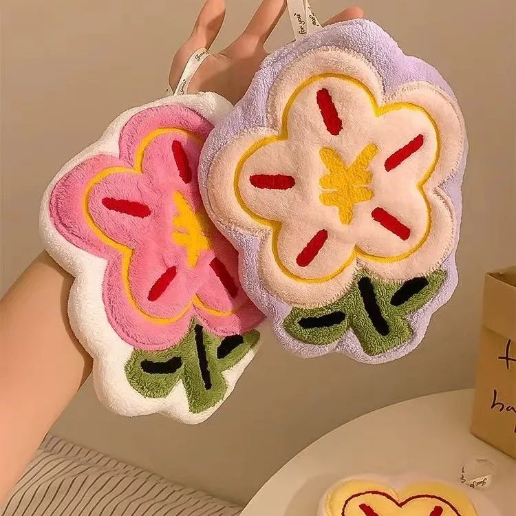 Cute Kitchen Bathroom Towel Does Not Drop Hair Coral Velvet Super Absorbent Wholesale Can Hang Hand Towel