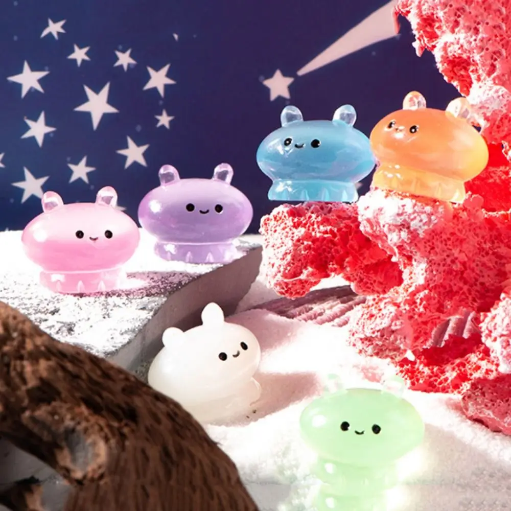 Marine Animal Series Sea Fish Model Colorful Resin Pearl Shell Decoration Luminous Luminous Jellyfish Ornament Fairy Garden