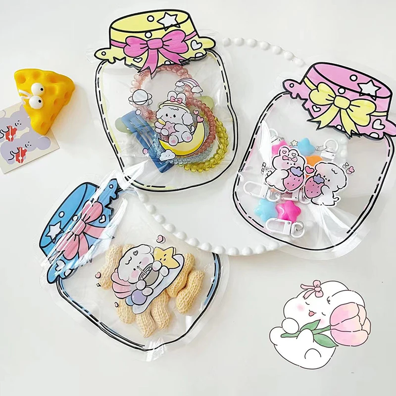 Bolsa de almacenamiento de galletas y aperitivos con estampado de dibujos animados, diseño autosellante, fácil de usar, CandyBag creativo, 20 piezas