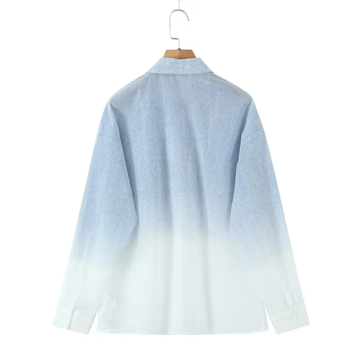 Faionable Adient Color Splicing Chiffon irt JNLEAOG Damen Frühling New Sle Loose Fit Denim Look irt Polyesterfaser...