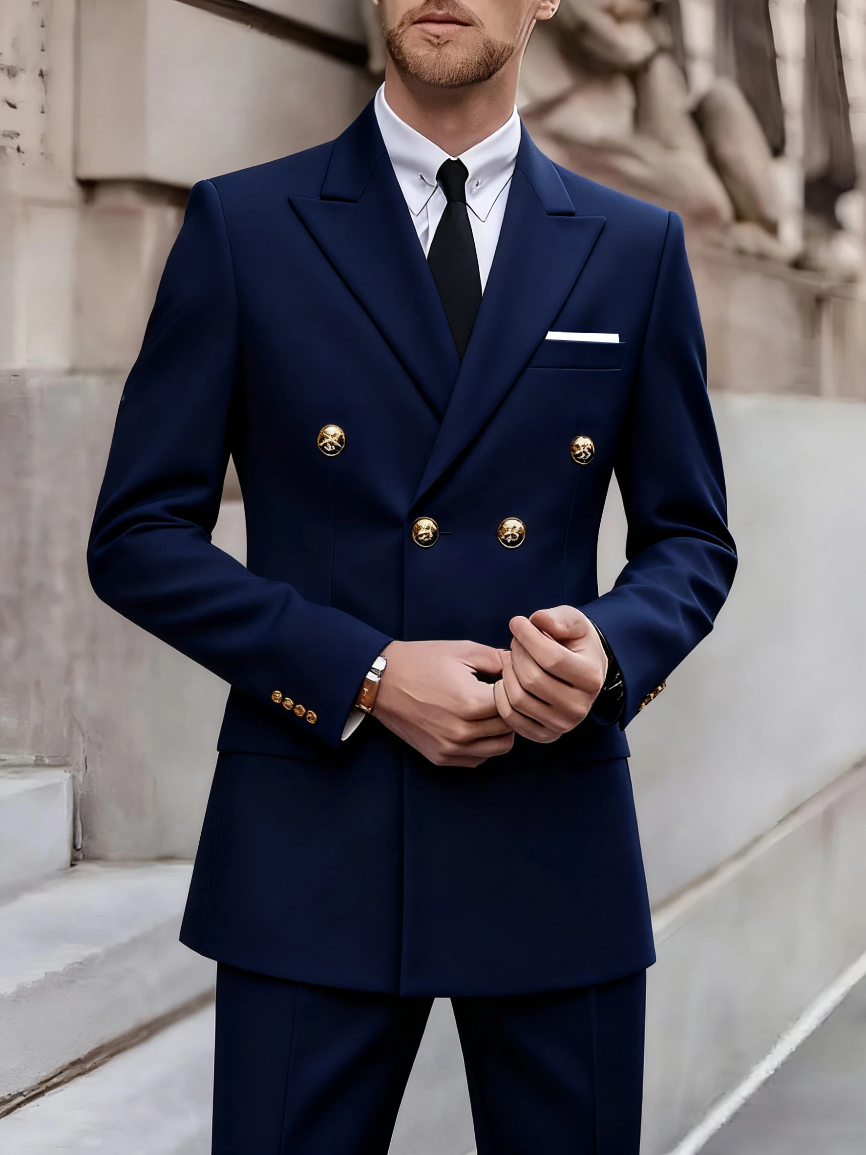 

Мужской костюм из 2-х предметов, пиджак + брюки, модный и высококачественный, подходит для свадеб, вечеринок или официальных мероприятий.