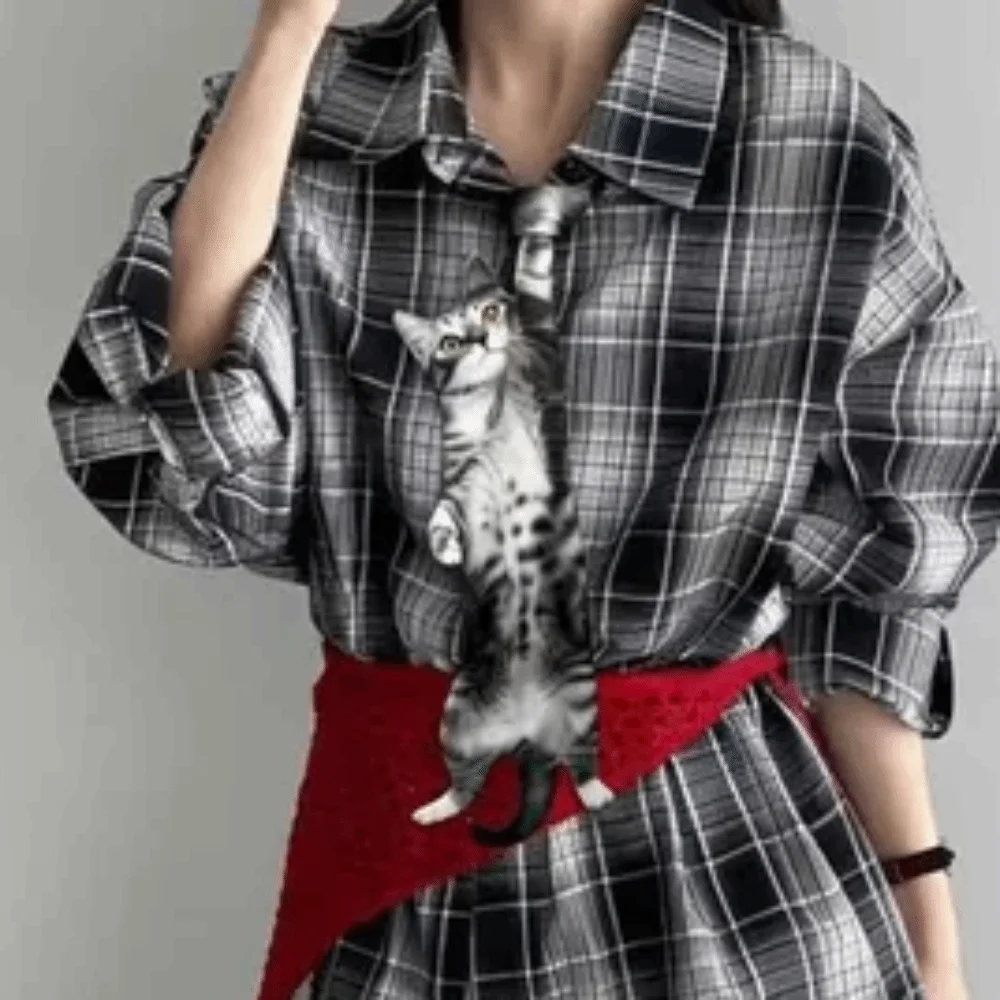 Fun Lifelike Cat-shaped Tie Unique Creative Animal Pattern Tie Satin Fabric Funny Novelty Necktie Wedding Events