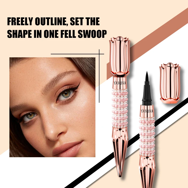 All Day Waterproof Ultra Fine Black Eyeliner, Quick Dry Long Lasting Smudge-proof Sweatproof Eye Makeup for Beginners Daily Use