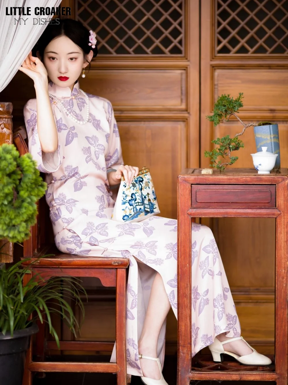 Cheongsam gaya Tiongkok Vintage baru musim semi musim panas 2023 kerah Mandarin ditingkatkan gaun dinasti Qipao Qing elegan