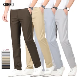 KUBRO-pantalones de lino con múltiples bolsillos para hombre, ropa de calle de algodón transpirable, informal, suelta, para verano y primavera