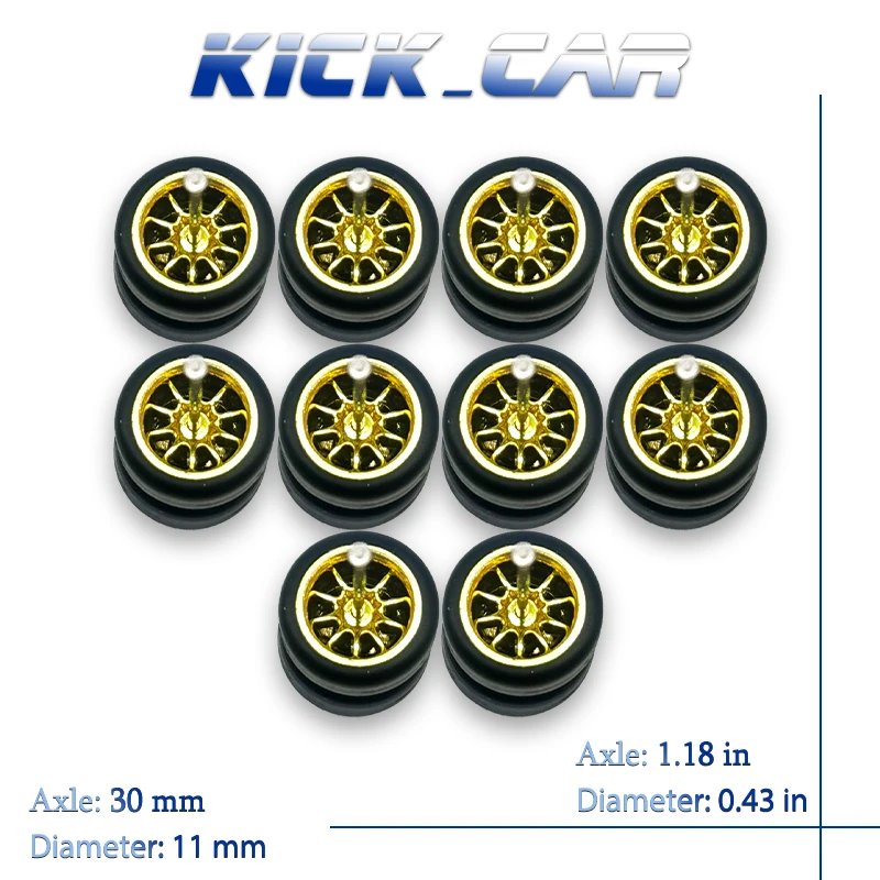 KicarMod 1/64 Wheels Tires Toy Parts Electroplated Color from CE28 TE37 Advan for Hot Wheels Hobby Modified Parts 5 set/pack